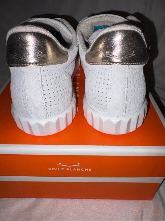 NWT VOILE BLANCHE INES Mesh 2 Leather And Suede Sneakers White-Platinum - Picture 11 of 16